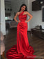 Sexy Red Mermaid One Shoulder Maxi Long Party Prom Dresses,Evening Dress,13466
