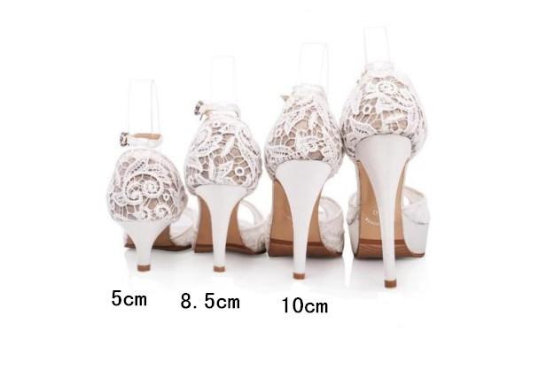 See through Ivory Lace Women's High Heels Fish Toe Wedding Shoes, S009