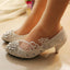 Handmade Middle Heels Pointed Toe Lace Crystal Wedding Bridal Shoes, S007