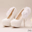 Pointed Toe Lace Pearls Wedding Shoes With Handmade Flowers, S033