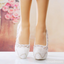 Women's Wedding Shoes Decorative White Pearl Wedding Heels Bridal Shoes, H87