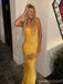 Sexy Yellow Mermaid Spaghetti Straps Long Party Prom Dresses Ideas,Evening Gowns,13669