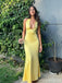 Sexy Yellow Mermaid Halter V-neck Long Party Prom Dresses Ideas,Evening Gowns,13738