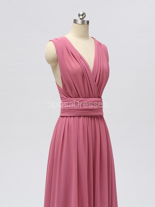 Μετατρέψιμα σιφόν μακρύ ροζ φθηνά φορέματα παράνυμφων σε απευθείας σύνδεση, WG603