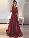 2018 Sexy Backless Maroon A-line Long Evening Prom Dresses, 17702