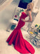 Simple Red Mermaid Strapless Long Evening Prom Dresses, 17606