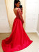 Sexy Backless Long Sleeves Beaded V Neck A-line Long Evening Prom Dresses, 17638