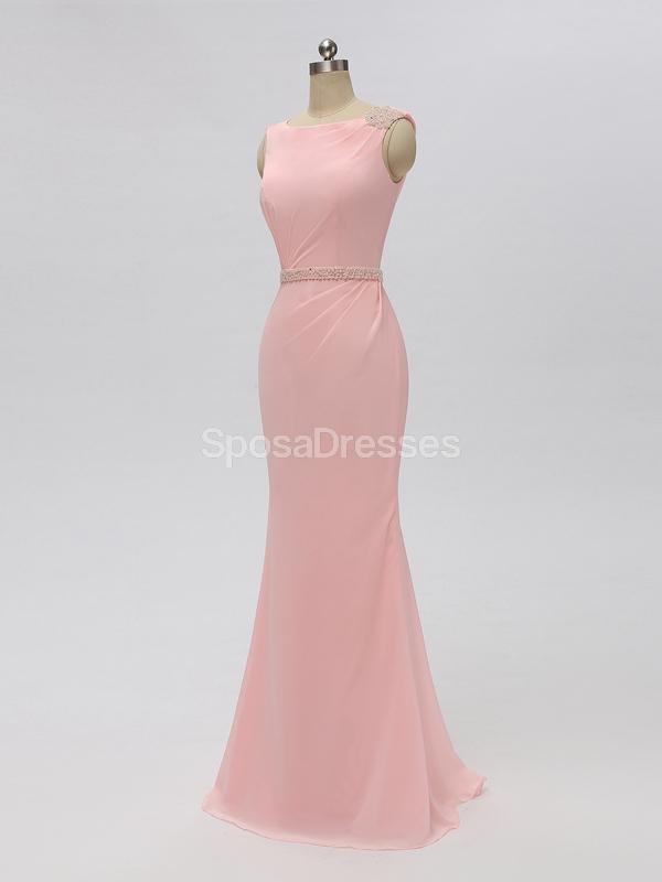 Scoop Pink Chiffon Γοργόνα Long Φορέματα Παράνυμφων Online, WG604