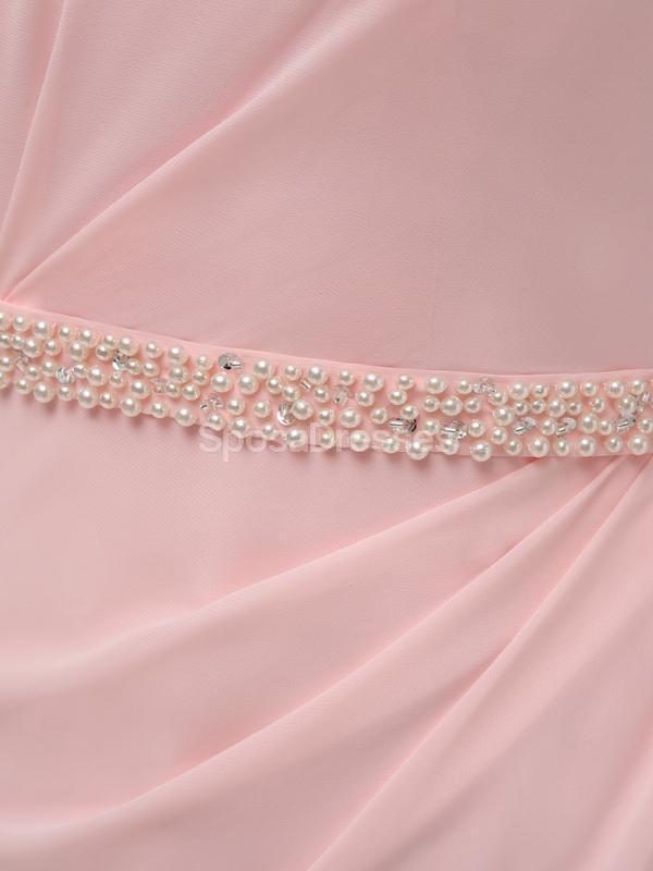Scoop Pink Chiffon Meerjungfrau Lange Günstige Brautjungfernkleider Online, WG604