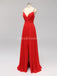 Πλαϊνά σχοινιά λουράκια σπαγγέτι κόκκινο σιφόν μακρά φθηνά φορέματα παράνυμφου σε απευθείας σύνδεση, WG592
