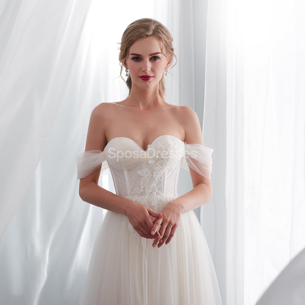 Sweetheart Off Shoulder Simple A-line Cheap Wedding Dresses Online, Cheap Bridal Dresses, WD576