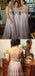 Cordón gris formal largo elegante una línea vista a través de Vestidos de la Dama de honor de longitud del suelo traseros, WG02