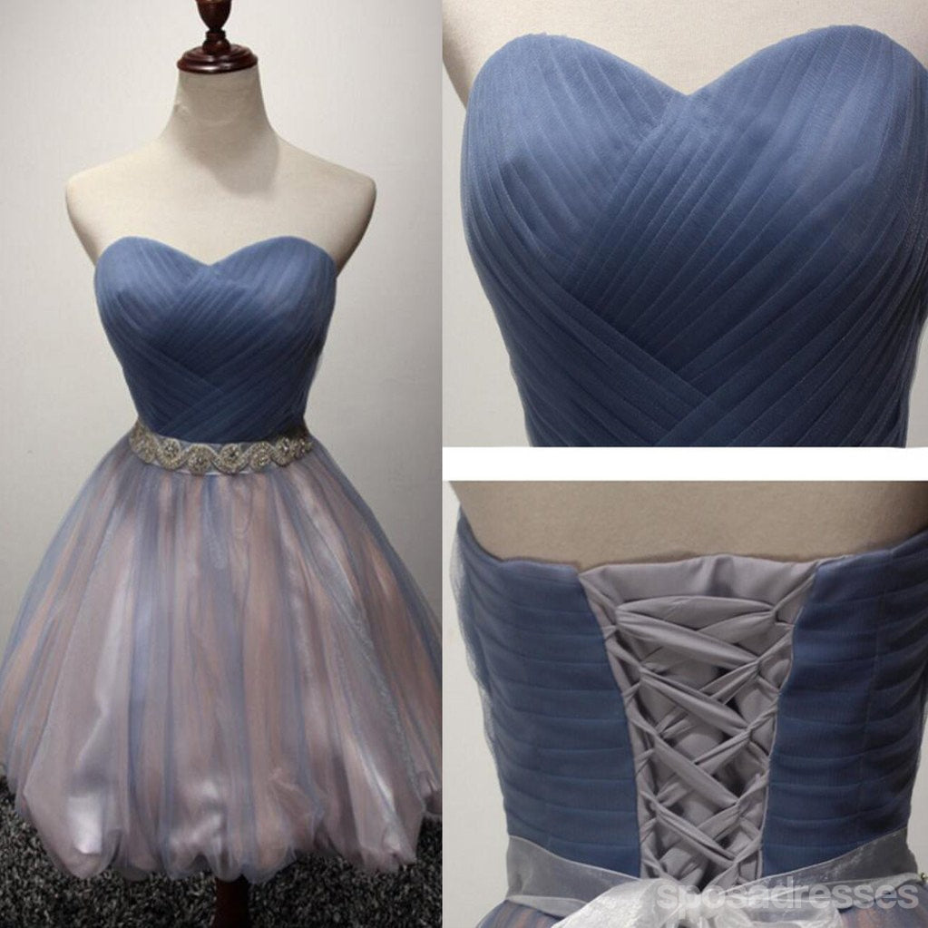 Strapless Sweetheart Tulle Cute Homecoming Prom Dresses, Affordable Short Party Prom Sweet 16 Dresses, Perfect Homecoming Cocktail Dresses, CM334