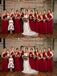Vestidos de dama de honor baratos largos rojos oscuros no coincidentes en línea, vestidos de damas de honor baratos, WG686