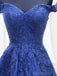 A-line Applique Off The Shoulder Long Prom Dresses, Sweet 16 Prom Dresses, 12481