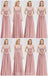 Lace Blush Pink Bodenlänge Nicht übereinstimmende Chiffon Brautjungfernkleider Online, WG543