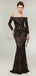 Off Shoulder Long Sleeves Black Sparkly Mermaid Long Evening Prom Dresses, Abendparty Prom Dresses, 12014