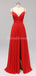 Πλαϊνά σχοινιά λουράκια σπαγγέτι κόκκινο σιφόν μακρά φθηνά φορέματα παράνυμφου σε απευθείας σύνδεση, WG592