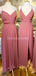 Dusty Pink Chiffon lange Brautjungfer Kleider Online, Günstige Brautjungfern Kleider, WG690