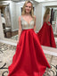 Προκλητικά Backless Βαθύ Ντεκολτέ Κόκκινη Φούστα Λεπτή Beading Μια γραμμή Μακρύ Βράδυ Φορέματα Prom, 17356