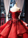 Shoulder Red Ball Gown Long Evening Prom Φορέματα, Βραδινά Πάρτι Χορός, 12259