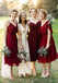 Rotwein nicht übereinstimmende kurze Chiffon billige Brautjungfernkleider Online, WG311
