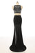 Sexy zweiteilige Perlen Abend Abendkleider, schwarz lange Schlitz Party Ballkleid, benutzerdefinierte lange Abschlussballkleider, billige formelle Abschlussballkleider, 17058