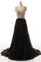 Sexy See durch Perlenabend-Prom Dresses, Black Long Party Prom Kleid, Custom Long Prom Dresses, Billig Formal Prom Dresses, 17059