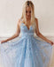 Φτηνές Μπλε Δαντέλα Μια γραμμή Μακρύ Βράδυ Φορέματα Prom, Βράδυ Πάρτι, Φορέματα Prom, 12228
