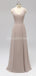 V Neck Back Bow Backless Chiffon Long Cheap Bridesmaid Dresses Online, WG594