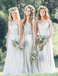 Mismatched Chiffon Sequin Long Formal A Line Cheap Bridesmaid Dresses, WG163