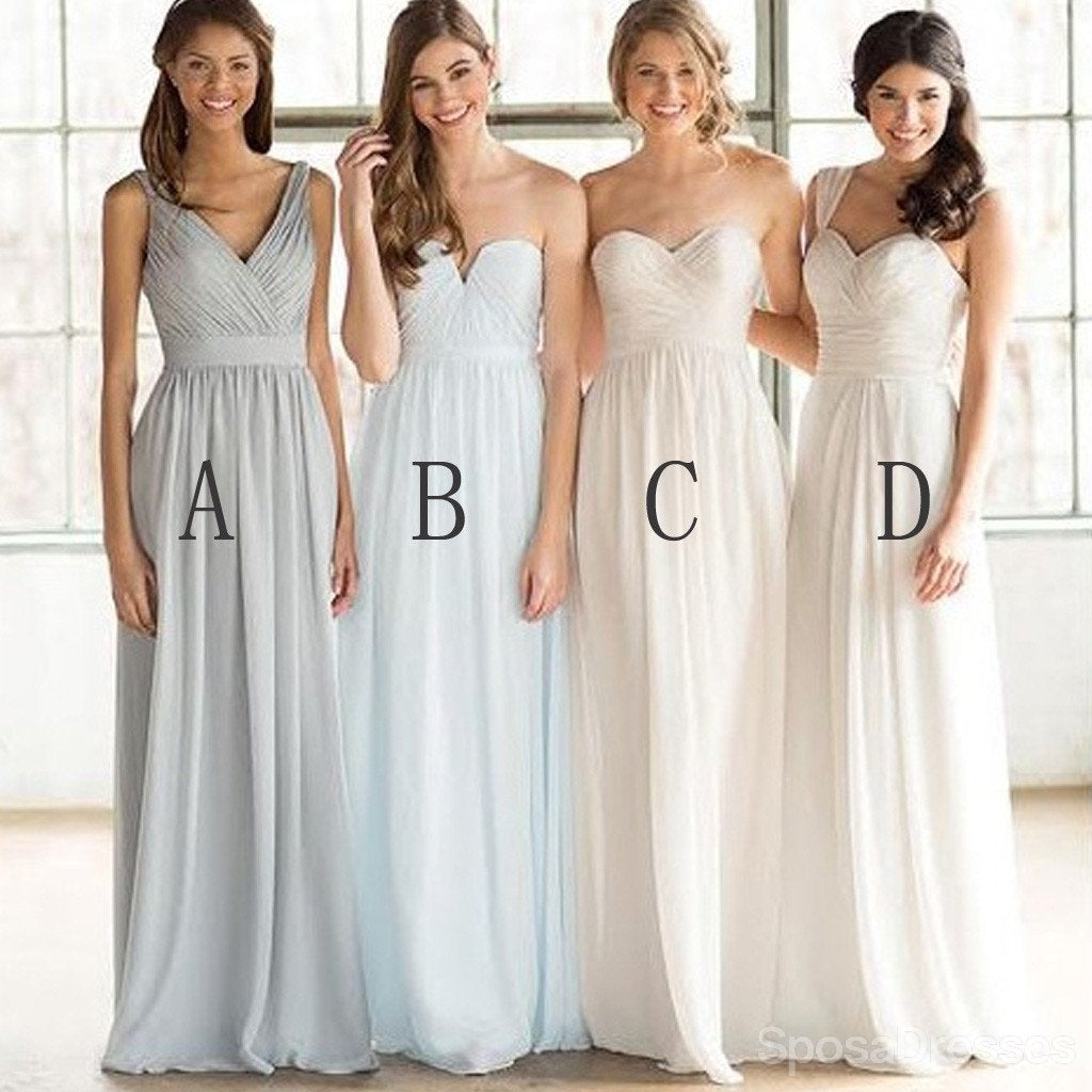Mismatched Chiffon Floor-Length A Line Maxi Bridesmaid Dresses, WG169
