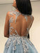 Sexy Open Back Durchsichtig Open Back A-Linie lange Abend Prom Kleider, Günstige Custom Sweet 16 Kleider, 18555