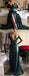 De hombro vestidos de la fiesta de promoción de la tarde del cordón de la raja del lado de Emerald Green, vestidos de la fiesta de promoción largos, 17064
