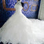 Cuello alto de Encaje Blanco Diseño Único de Novia de Gasa Vestidos de Fiesta, Vestido de Novia, WD0019