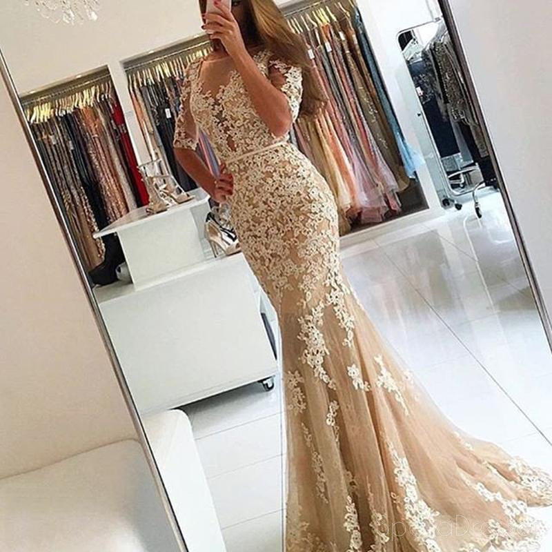 Short Sleeve Sexy Lace Mermaid Evening Prom Dresses, Long Sexy Party Prom Dress, Custom Long Prom Dresses, Cheap Formal Prom Dresses, 17136