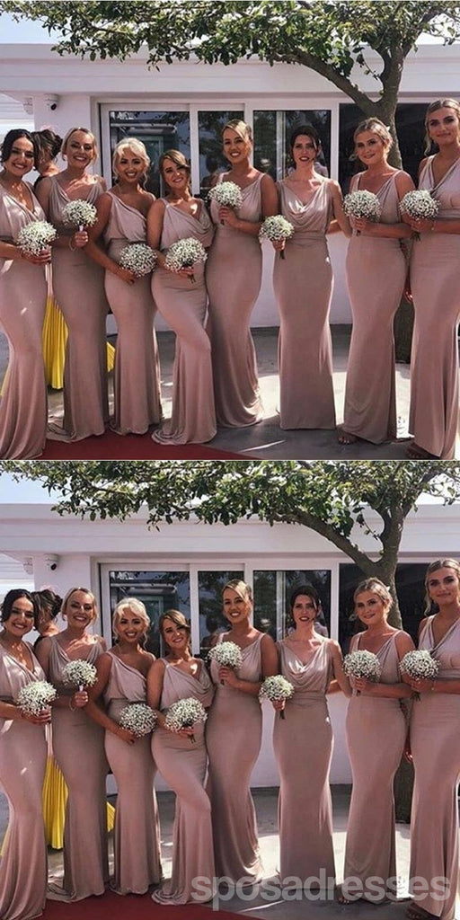 Sexy Dusty Pink Mermaid Cheap Maxi Long Bridesmaid Dresses,WG1687
