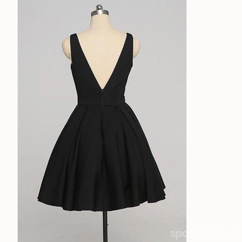 Einfache Schwarze V-Ausschnitt Kurze Billig Homecoming Kleider Custom 2018, CM420