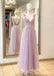 Cute Pink A-line V-neck Cheap Maxi Long Prom Dresses Online,13238