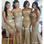 Mismatched Sparkly Gold Sequin Mermaid Bridesmaid Dresses, BD124