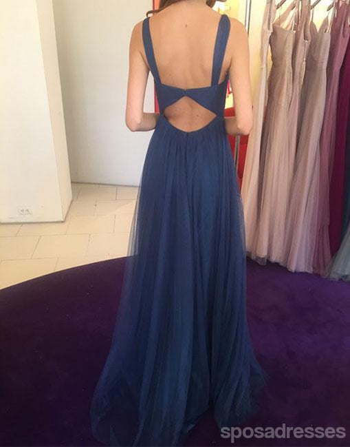 Simple Sexy Open Back Navy Long Evening Prom Dresses, Popular Cheap Long 2018 Party Prom Dresses, 17268