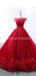 Flügelärmel Rüschen Rotes Ballkleid Abendballkleider, Abendpartykleider, 12265