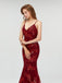 Sparkly Backless Red Sequin Mermaid Long Evening Prom Dresses, 17707