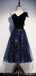 Eine Schulter schwarz Pailletten einzigartige Marine blau günstige Homecoming Kleider Online, günstige kurze Prom Kleider, CM767