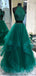 Sexy zweiteilige smaragdgrüne Abendkleider mit offenem Rücken, billige benutzerdefinierte süße 16 Kleider, 18488