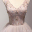 Two Strapless V Neckline Blush Pink Lace See Through Homecoming Prom Dresses, Affordable Short Party Corset Back Prom Dresses, Perfect Homecoming Dresses, CM227