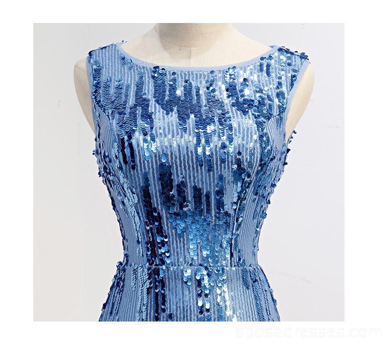 Scoop Mermaid Blau Sparkly Sequin Homecoming Dresses Online, Günstig Short Prom Dresses, CM756