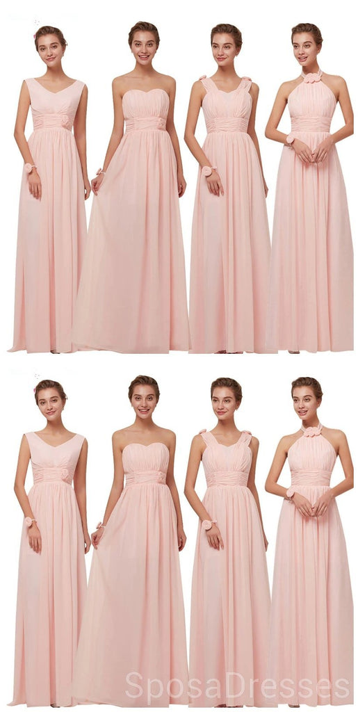 Mismatched Blush Pink Chiffon Cheap Bridesmaid Dresses Online, WG629