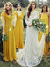 Mismatched Yellow Long Chiffon Cheap Bridesmaid Dresses Online, WG269