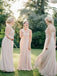 One Shoulder Chiffon Long Cheap Champagne Bridesmaid Dresses Online, WG273